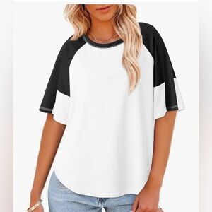 Women's Black and White Raglan Sleeve Top NWT
